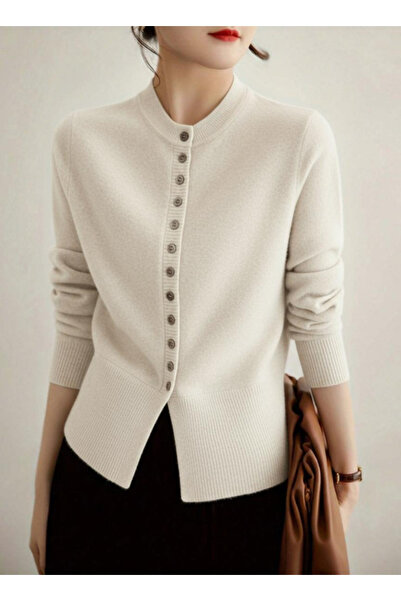 Nyla & Craft Women's Coconut Buttoned Soft Textured Knit Cardigan