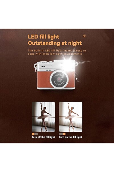 Specton Bewinner Mini Keychain Digital Camera 1080P 2MP, 0.96in Color Display, 32GB, USB-C (Brown)