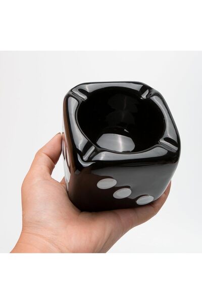 Marsrut Creative Dice Ceramic Ashtray - Retro Dice Design (Black)