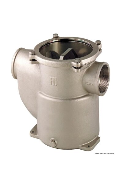 OSCULATI Rina Water Cooling Filter, 1400 l/h at 0.1 bar, Nickel-plated Brass, Polycarbonate Disc