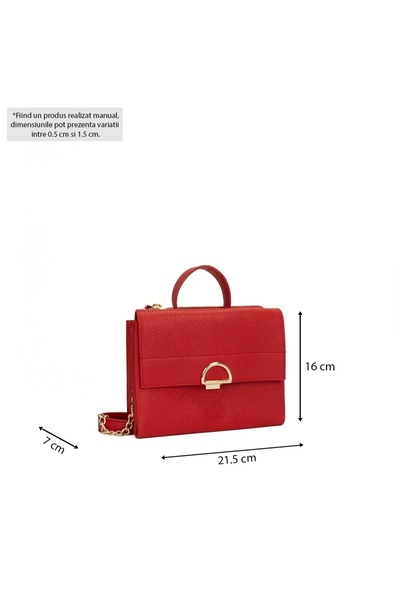 Posete Fagaras Zlatica Leather Purse - Red, Casual Bag Made of Genuine Leather, Handbag, Bags