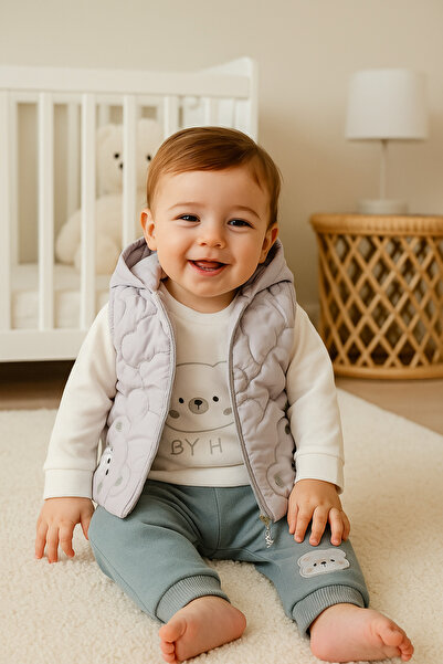 MBK GARDEN Baby Boy Inflatable Vest Set 3-Piece Quilted Set