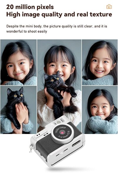 Bewinner Mini Keychain Digital Camera 1080P 2MP 0.96in Color Display (Black)