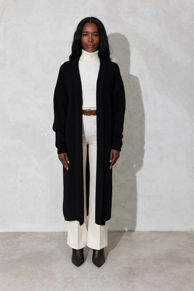 Ecenin Favorileri 125 cm Long Black Oversized Women's Cardigan