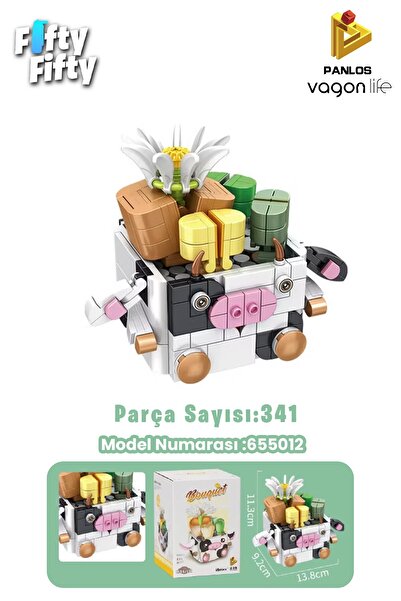 Vagonlife Panlos Mini Potted Plant Series Cow Figure 341 Pieces Toy Building Set -Ffp655012