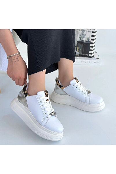 ALFA AKSESUAR 03 Gasta white skin silver detailed lace-up sports shoes