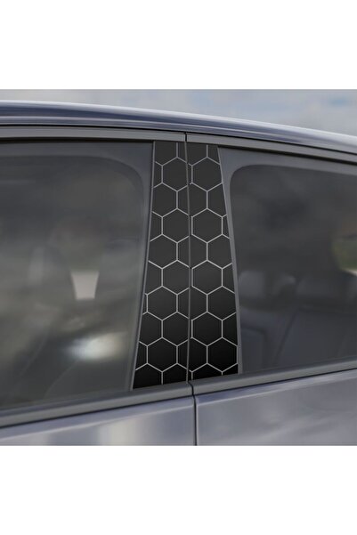 StickITsibiu Car Door Pillar Sticker Set – Hexa-Tech – 2 Pieces, Glossy Laminate