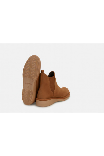 Shoebuo Women's Buckle Detailed Tan Genuine Leather Suede Boots