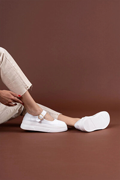 ALFA AKSESUAR 03 Lunni White Linen Sports Shoes