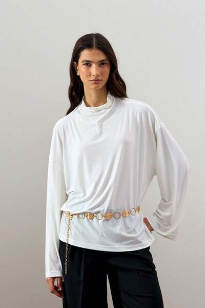 Ceylan Otantik Ecru Jersey Blouse