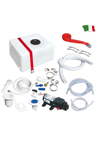GFN Complete Shower Set - 48L Tank, Flowpump FL2202, Head, Holder and Accessories