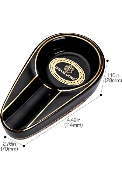 CIGARLOONG Cigar Ashtray Single Classic Ceramic Ashtray (Black)