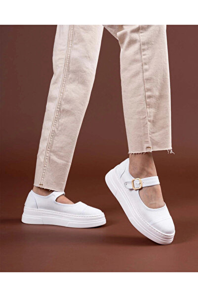 ALFA AKSESUAR 03 Lunni White Linen Sports Shoes