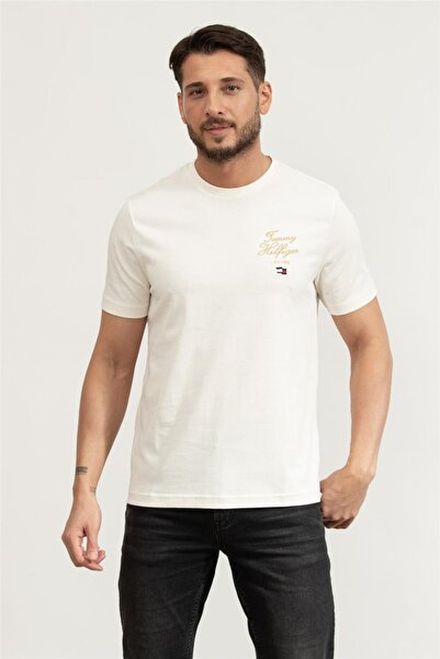 Tommy Hilfiger Erkek Bisiklet Yaka T-Shirt Sarı