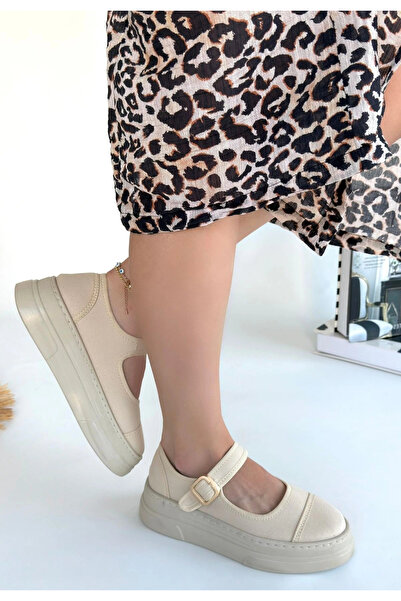 ALFA AKSESUAR 03 Lunni Beige Linen Sports Shoes