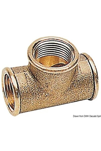 OSCULATI Brass T-fitting, Thread 1 1/4 x 1 x 1 1/4