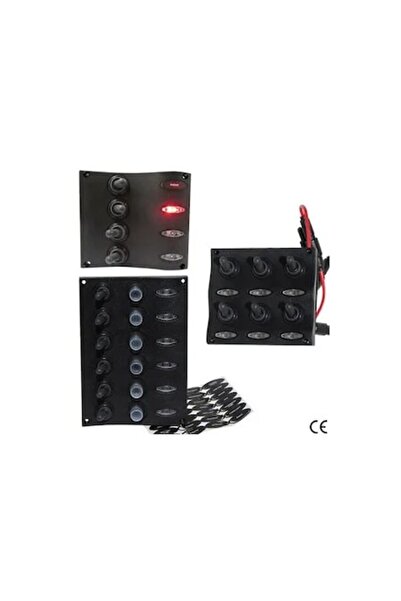 GFN Waterproof Electric Panel with 6 Switches and Automatic Fuses, Integrated LED, 116x168mm