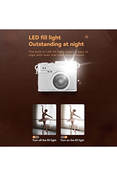 Bewinner Mini Keychain Digital Camera 1080P 2MP with 0.96in Color Display (White)