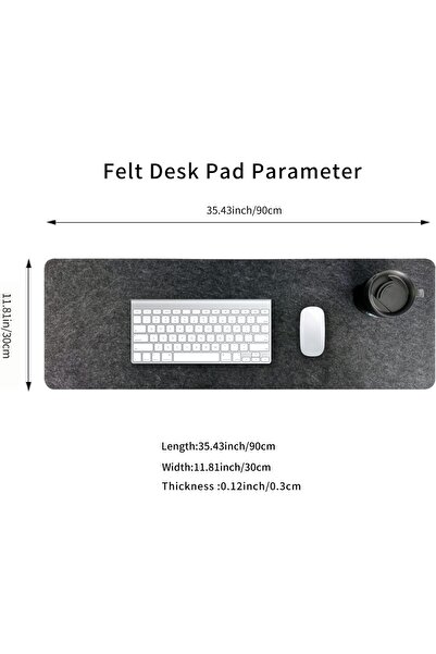 DAWNTREES Felt Desk Mat (90cm x 30cm) Dark Gray