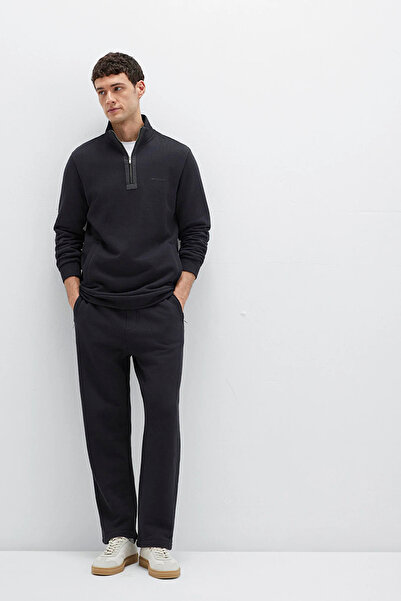 Mavi Erkek Belden Bağlamalı Düz Paça %100 Pamuk Eşofman Altı M0010523 Siyah