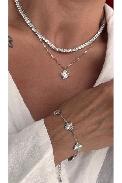 Vi store Kuyumcu Model Gümüş Yonca Bileklik