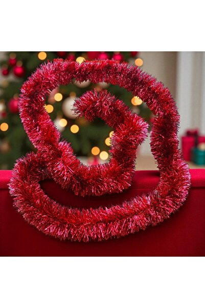 Kuzey سلسلة زينة للرقبة بطول 2 متر باللون الأحمر المعدني اللامع، زينة ناعمة ل...