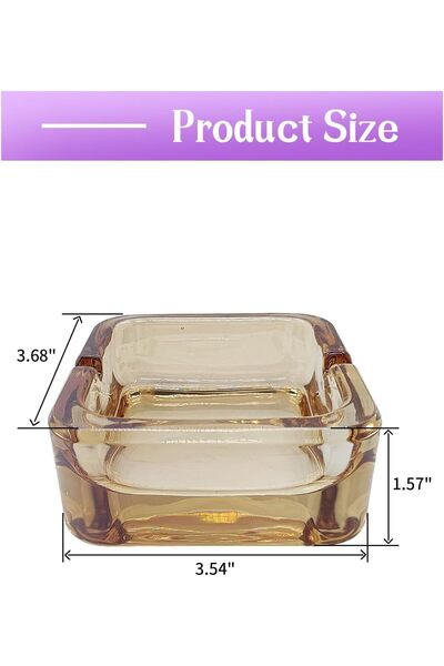 SAİM Crystal Square Glass Ashtray for Cigar Cigarettes Ash Tray Home Office Decoration (Amber)