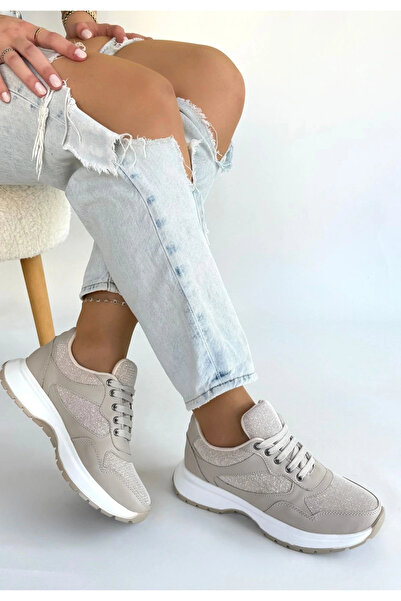 ALFA AKSESUAR 03 Slar Beige Leather Lace-Up Sneakers