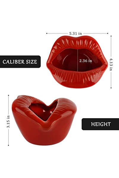 Loghot Creative Ceramic Cigarette Ashtray - Lips Style (Dark Red)