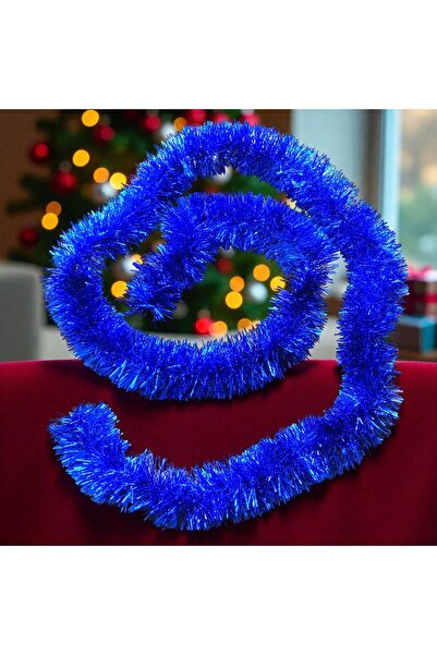 Kuzey سلسلة عنق معدنية لامعة بطول 2 متر باللون الأزرق لعيد الميلاد، زينة عنق ...