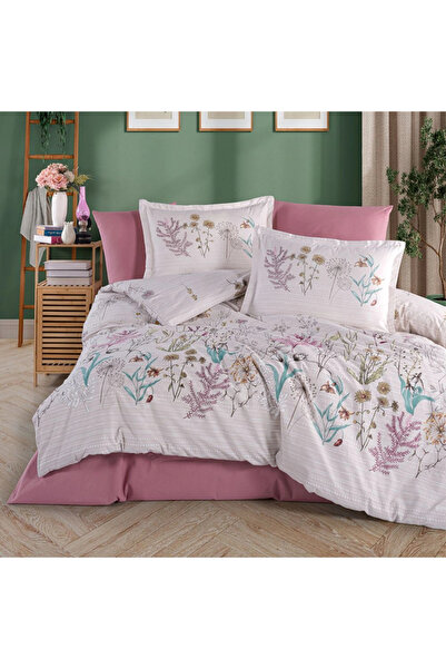 Clasy Ranforce 100% Cotton Single Duvet Cover Bahari V1 Pink