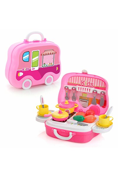 Chanak Kitchen Set for Girls – 18-Piece Pretend Play Cooking Suitcase on Wheels for Kids 3+