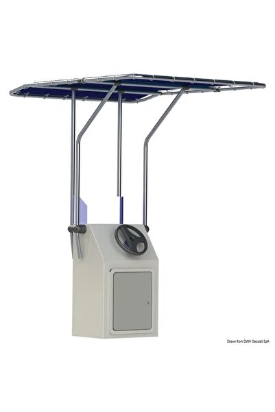 OSCULATI T-Top retractabil din aluminiu, albastru, țeavă Ø 32 mm, 1350 x 1050 mm, pentru remorci