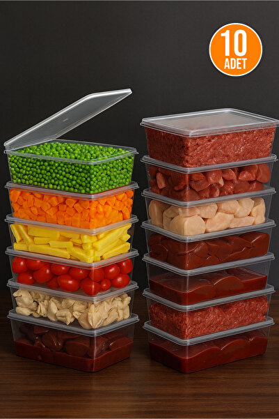 Orvila Set of 10 Storage Containers with Lids – Organizer - 1 Liter, Refrigerator and Freezer Compatible