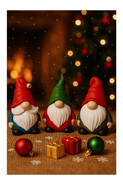 SUME Декоративно трио от късметлийски гноми Комплект фигурки Коледна украса Новогодишна фигурка Подарък Новогодишна украса