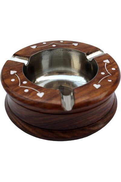 Generic Albert Sign Wood Cigarette Ashtray (Brown, 3.7 x 3.7 x 0.9 in)
