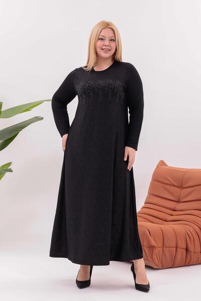 Siyezen Plus Size Sparkly Flared Dress