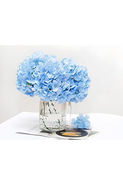 The Bros 3-Piece Realistic Hydrangea Artificial Flowers Bouquet (Blue)