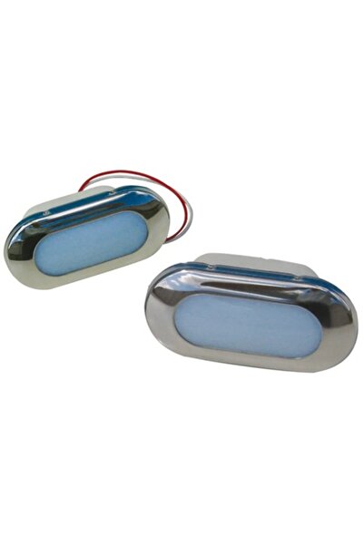 GFN Lampă de curtoazie cu 4 LED-uri, 24V, carcasă din oțel inoxidabil, lentilă din plastic, rezistentă la apă