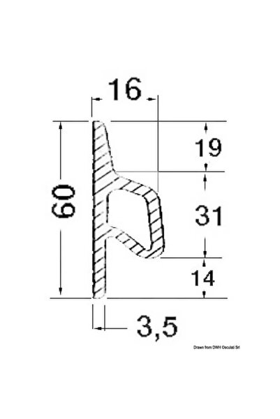 OSCULATI Protective Fender Profile, PVC, Light Gray, 3x90x23 mm