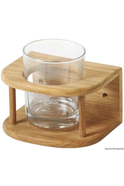 OSCULATI Suport de perete din lemn de tec pentru 4 pahare, diametru 71 mm, carcasă rotunjită