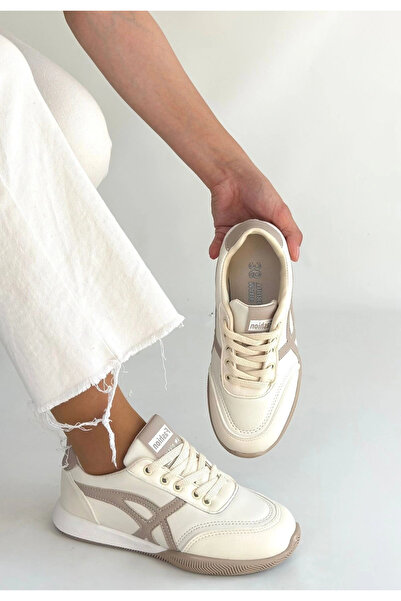 ALFA AKSESUAR 03 Zlay Beige Skin Mink Detailed Lace-Up Sneakers