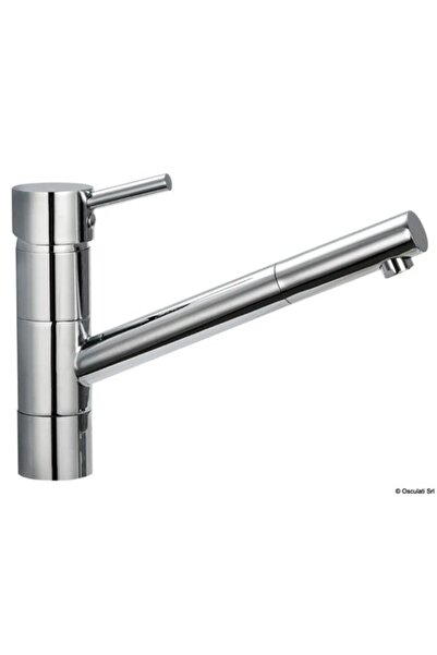 OSCULATI Diana Swivel Kitchen Faucet with Ceramic Cartridge, Chrome Brass, Adjustable Jet, Long Spout (B 55mm