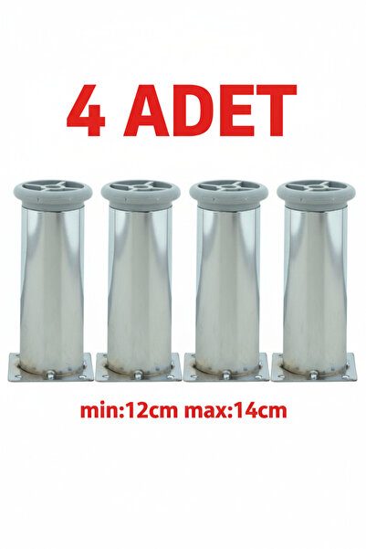 LUDIA Metal Ayarlanabilir 4 Adet Mobilya Ayağı Metal Tablalı 12cm