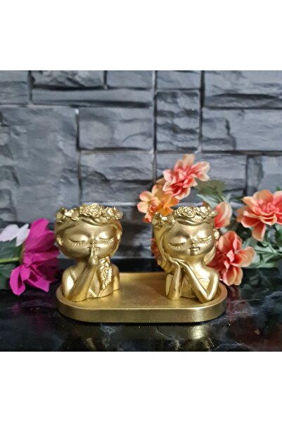 Florist Girls Double flower pot and tray decorative object ornament trinket gift