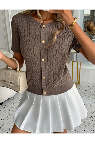 Sheya Shein button-down blouse, brown