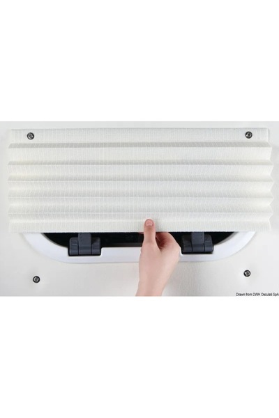 OSCULATI Oceanair Pleated Blinds, Chrome, 508 mm - Harmony Cream Fabric, Wall Mount