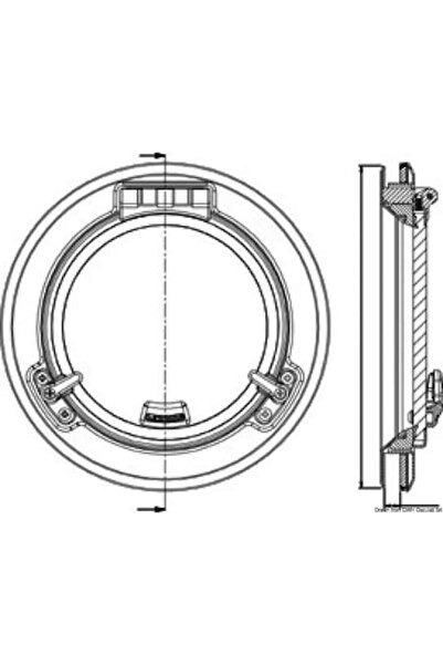 OSCULATI Lewmar Stainless Steel Round Porthole, 300 mm Outer Diameter, CE Approved Category B Zone 1