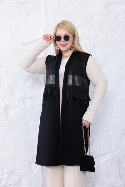 Siyezen Plus Size Tassel Detailed Vest