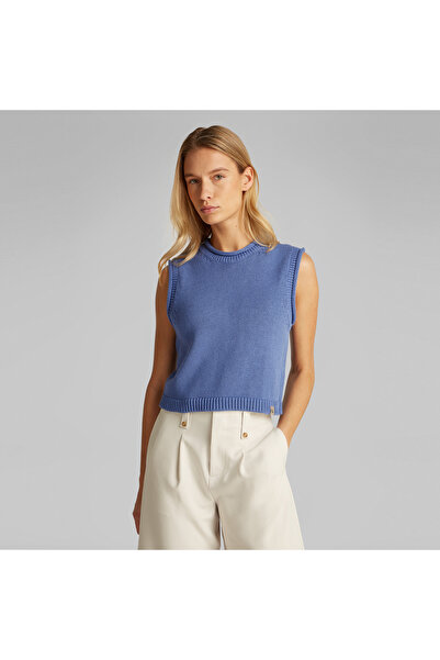 Calvin Klein Linen Blend Loose Sweater Top Kadın Mavi Triko